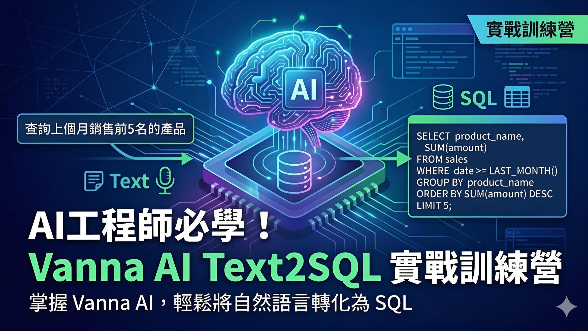 AI工程師必學！Vanna AI Text2SQL 實戰訓練營：打造企 | 數據分析課程 - PressPlay Academy