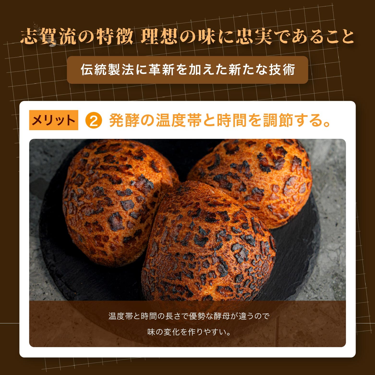 「高加水パン」、「発酵種」、「酵母 配合」、「志賀流」、「志賀勝栄」、「老麺」、「サワー種」、「ルヴァンリキッド」、「ホップ種」、「レーズン酵母」、「酵母配合」